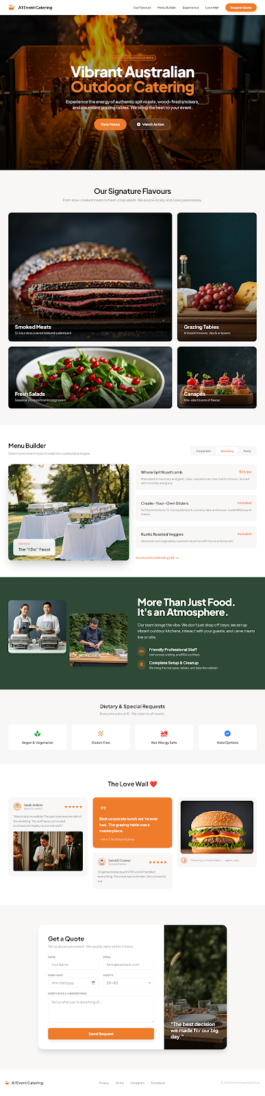 Catering homepage mockup