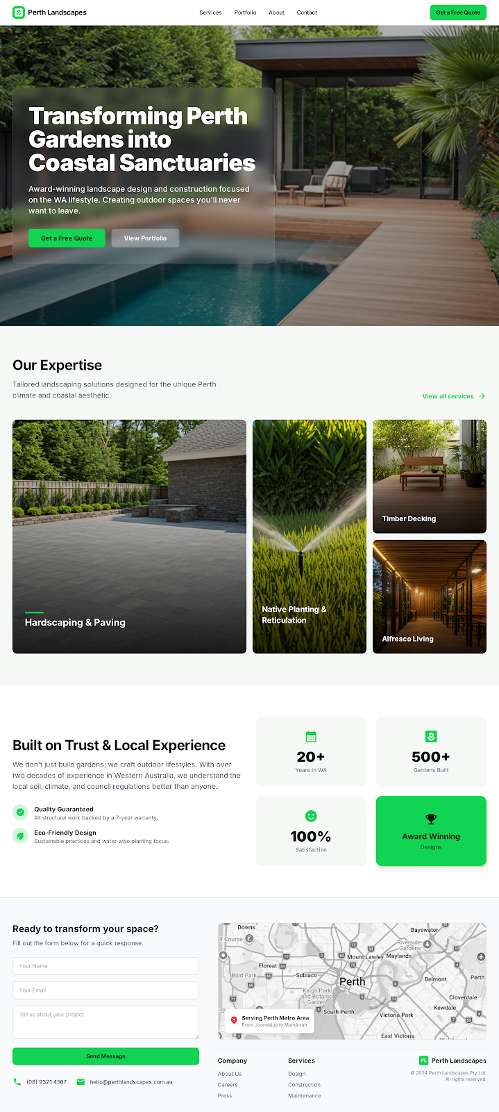 Landscaper homepage mockup