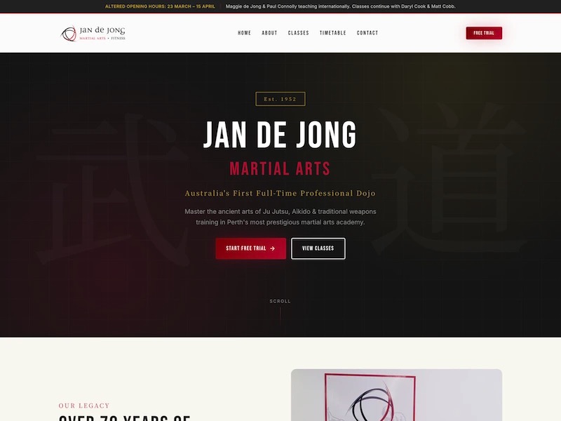 Jan de Jong website homepage design concept