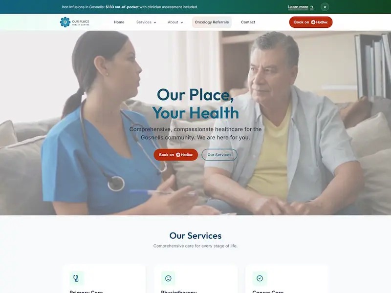 Our Place Health website homepage design concept